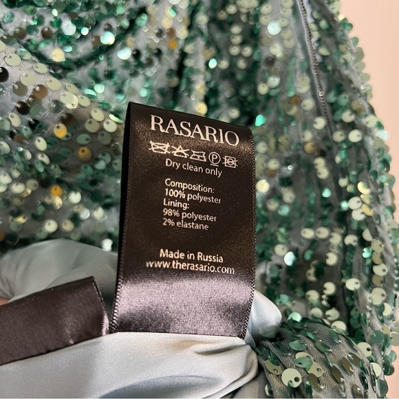Rasario green sequin one shoulder gown maxi dress size US 6 NEW! New with tags! - Picture 9 of 13